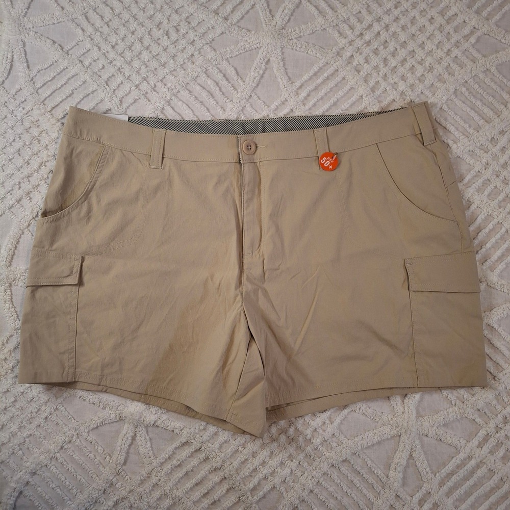 World Wide Sportsman Womens Plus Size 18 Cargo Shorts Khaki Tan UPF 50+ NWT